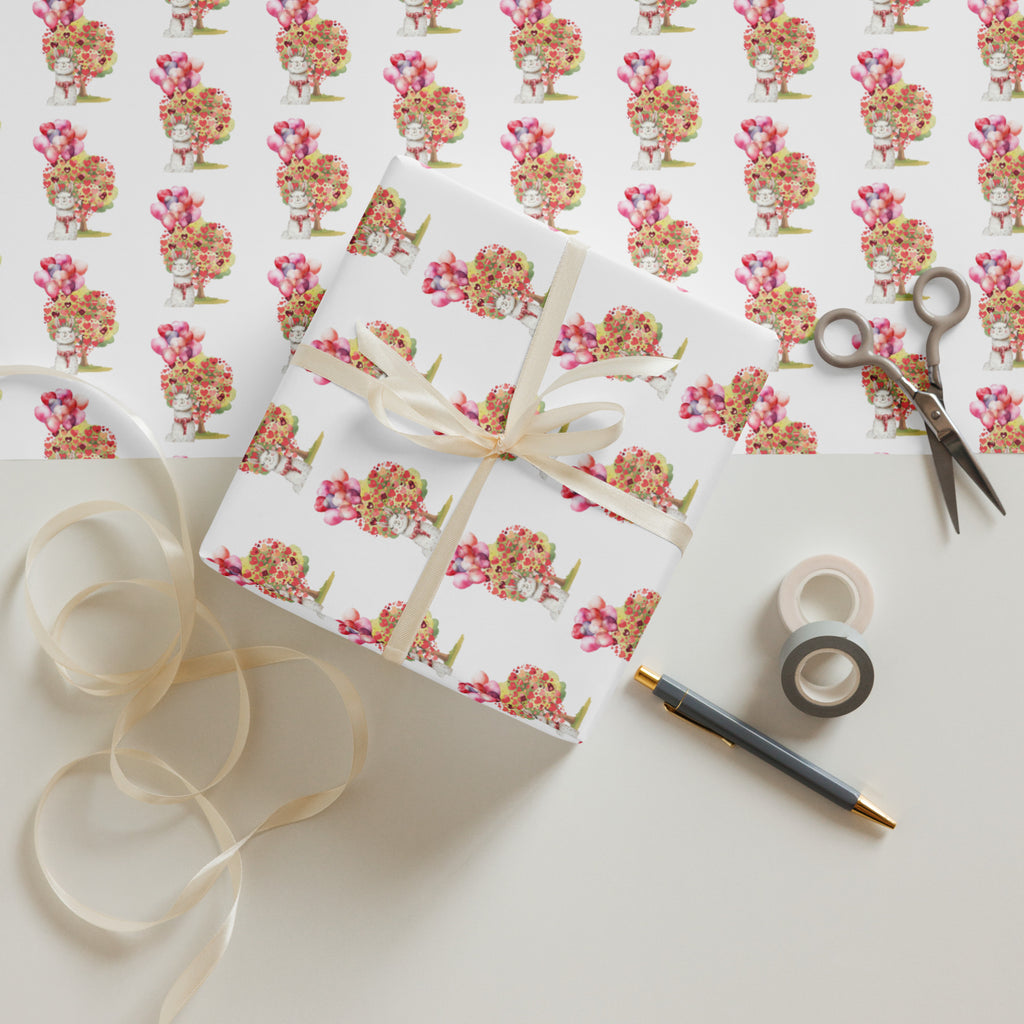 Llama with Balloons Wrapping Paper Sheets