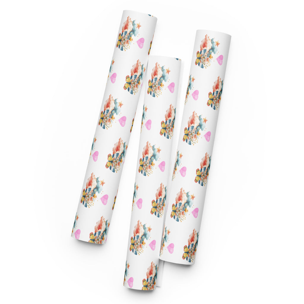 Butterfly Clouds and Balloon Wrapping Paper Sheets