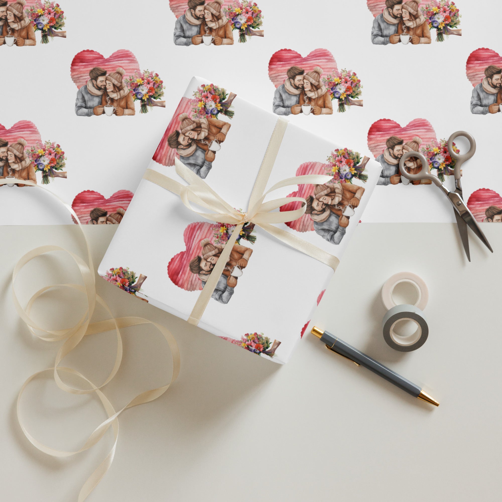 Fall/Winter Couple Wrapping Paper Sheets
