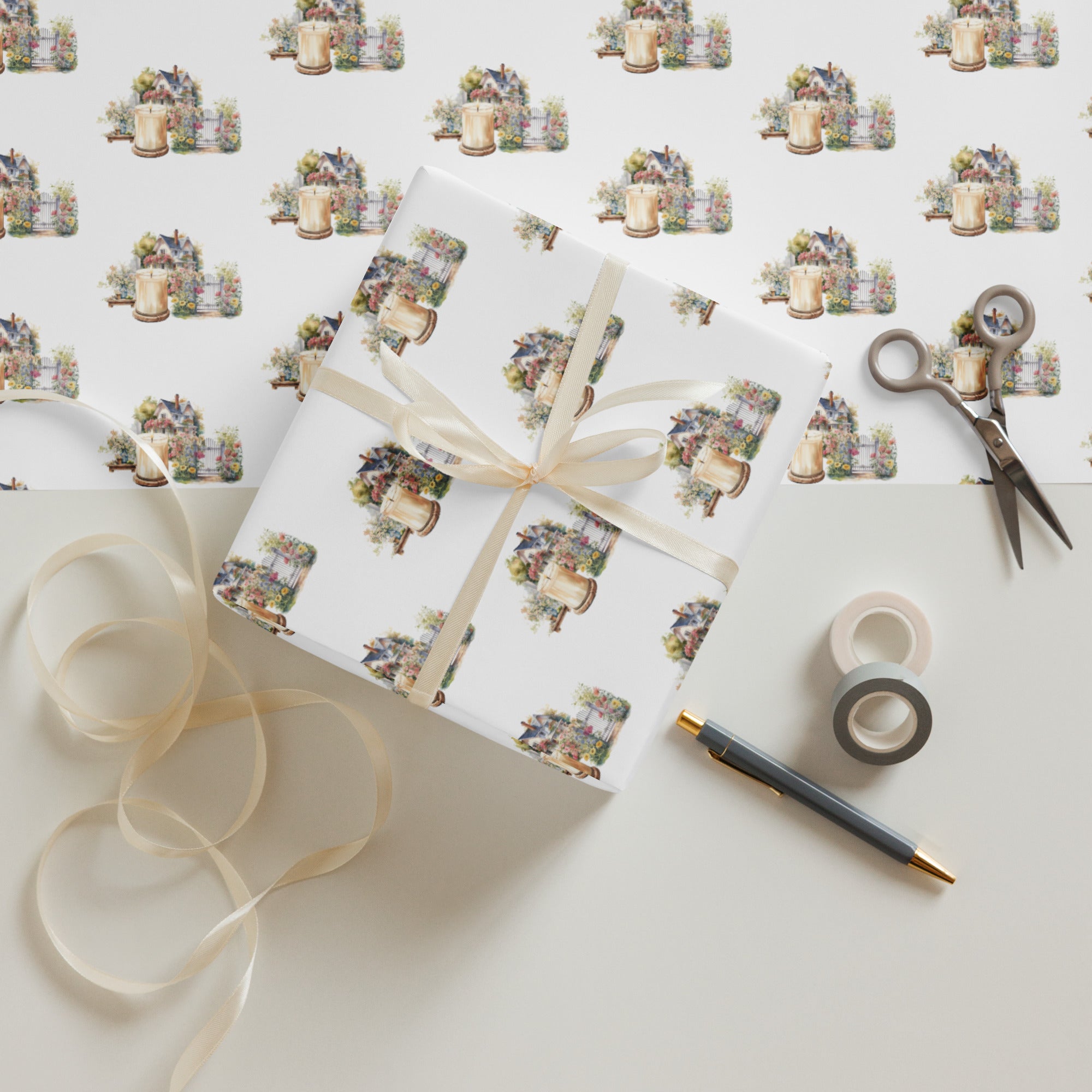 Cottage House Wrapping Paper Sheets