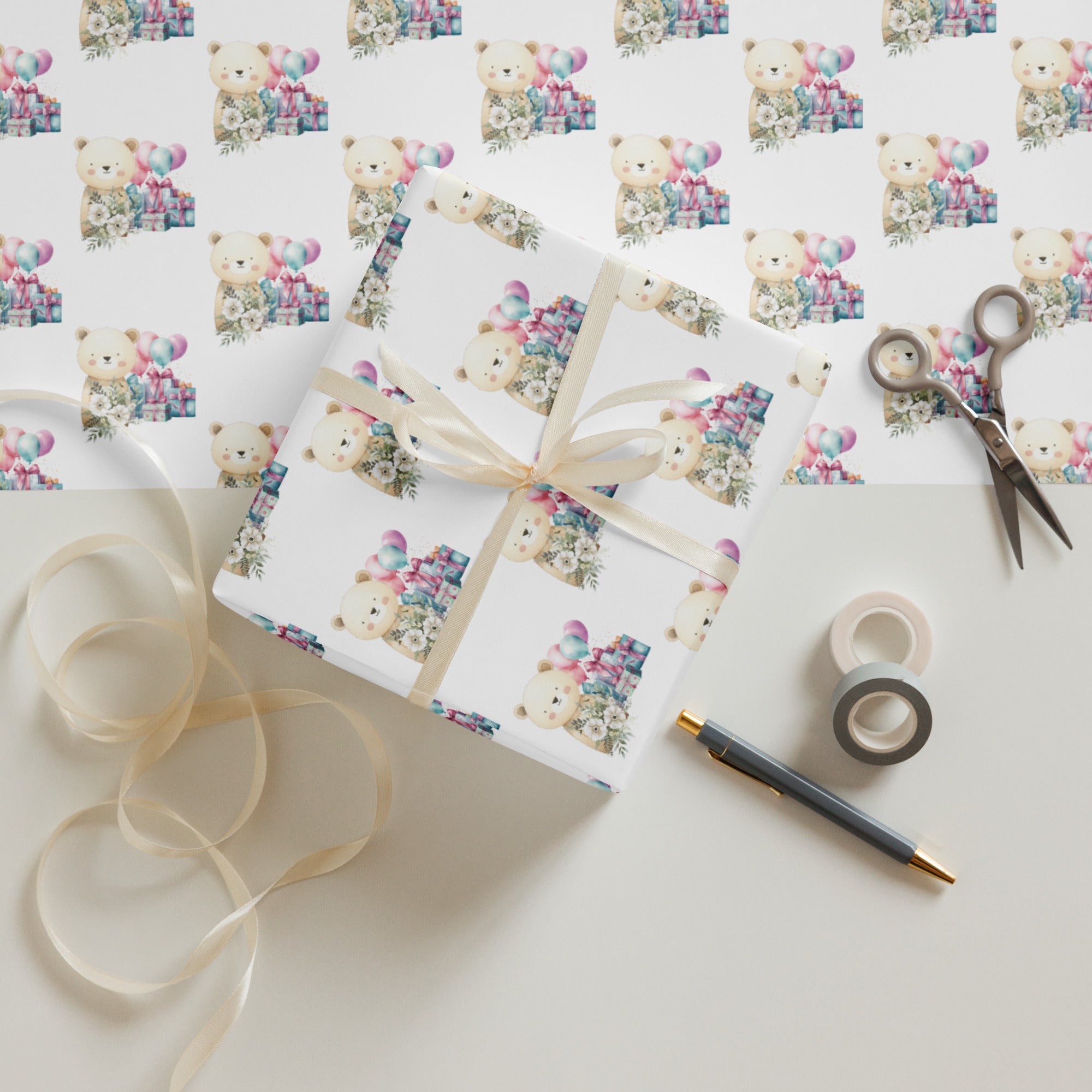 Birthday Bear Wrapping Paper Sheets