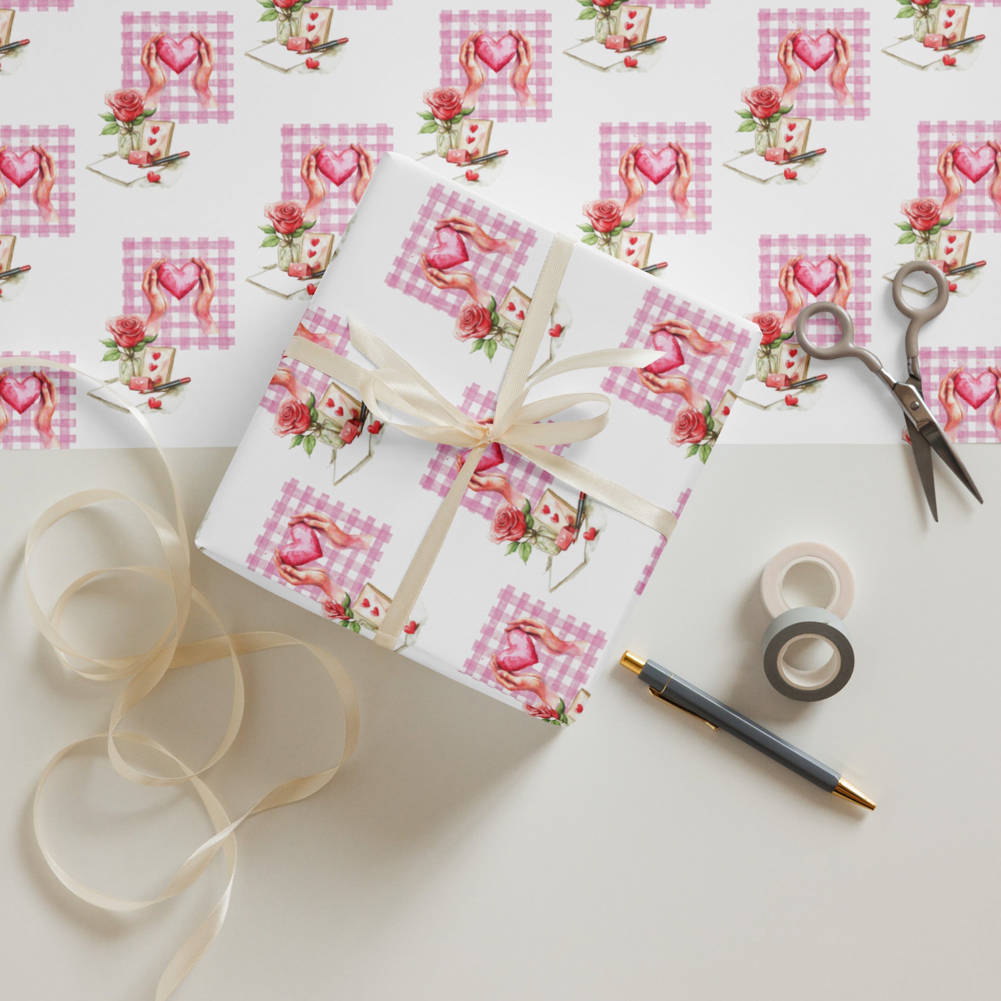 Valentines Day Love Wrapping Paper Sheets
